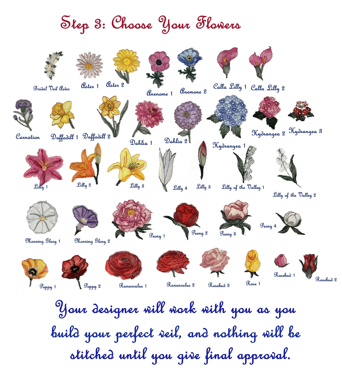 Design-Your-Own Distinctive Embroidered Veil by Michele