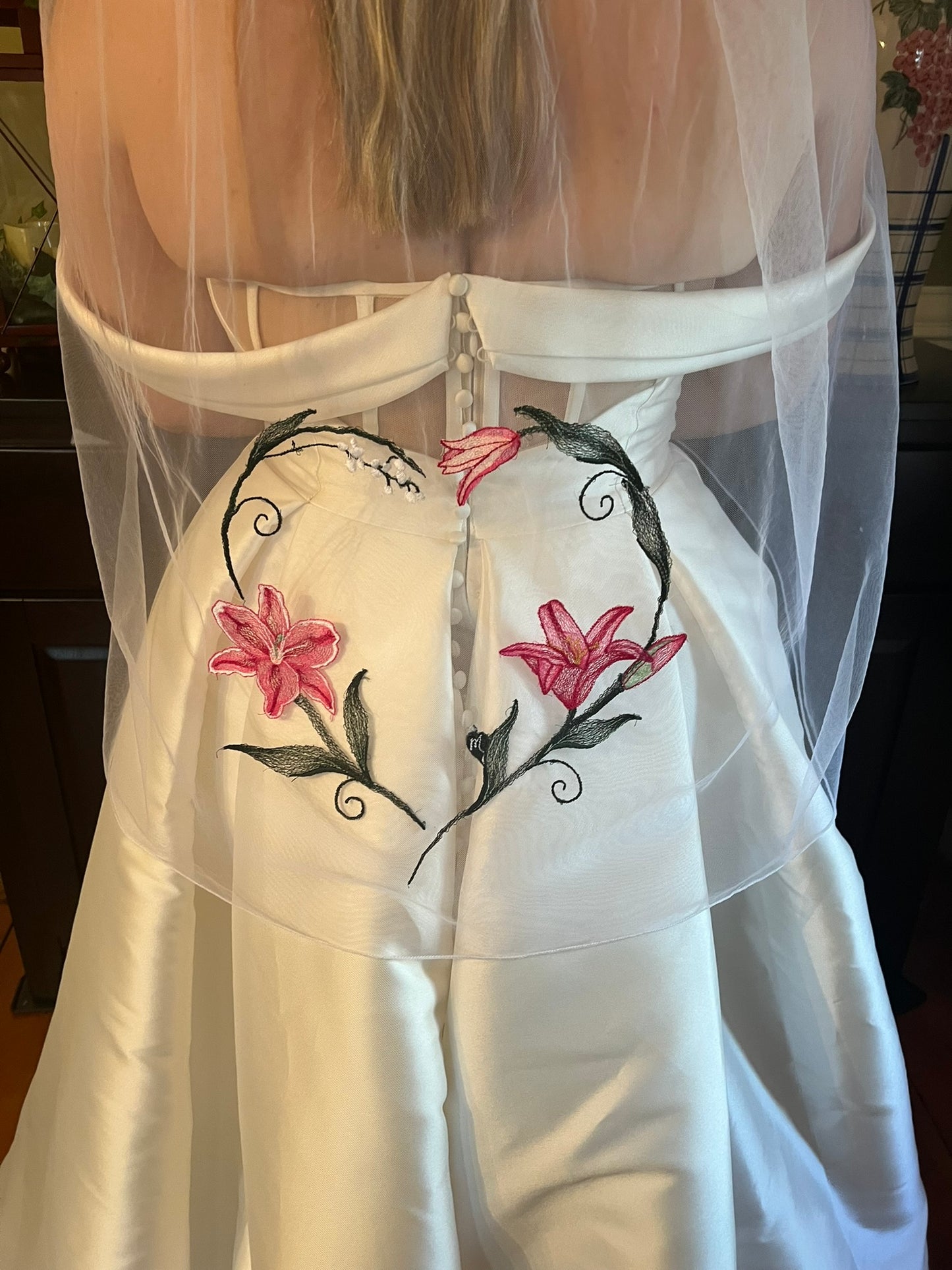Pink Lilly Distinctive Embroidered Veil by Michele