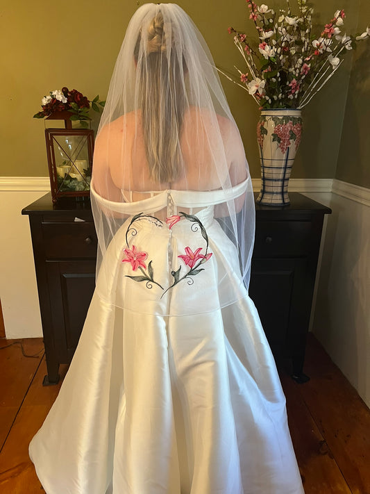 Pink Lilly Distinctive Embroidered Veil by Michele