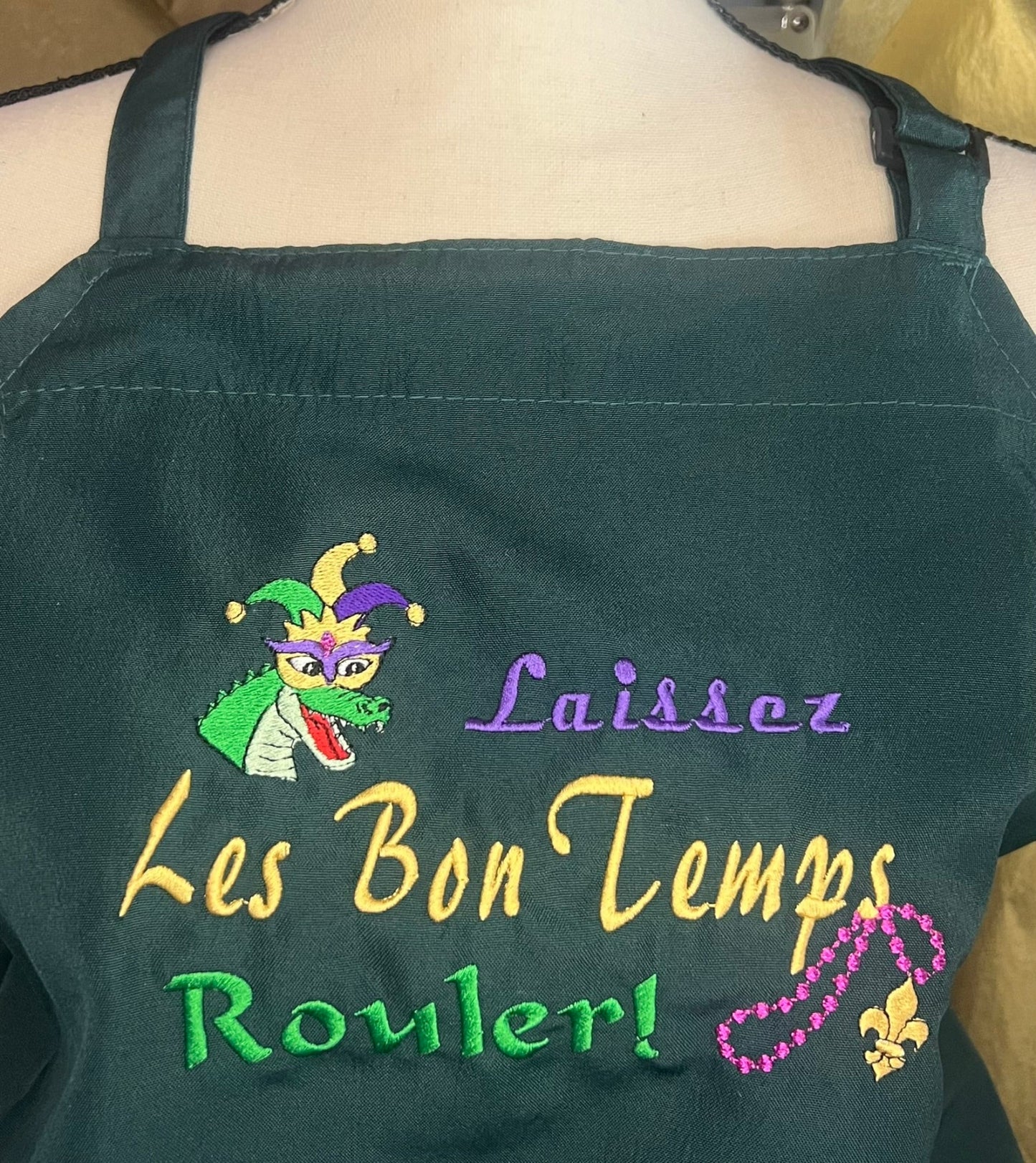 Personalized Embroidered Unisex Apron - Laissez Les Bon Temps Rouler! - 7 Colors- Great for a Chef, Artist, Bartender, or Grill Master!